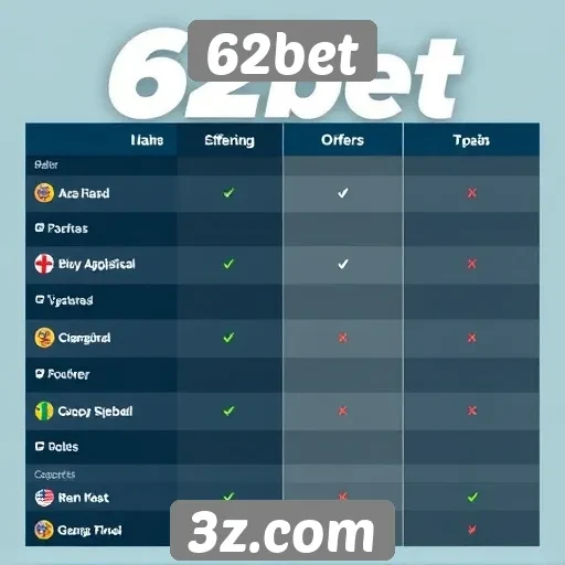 Comparação entre 62bet e concorrentes de mercado